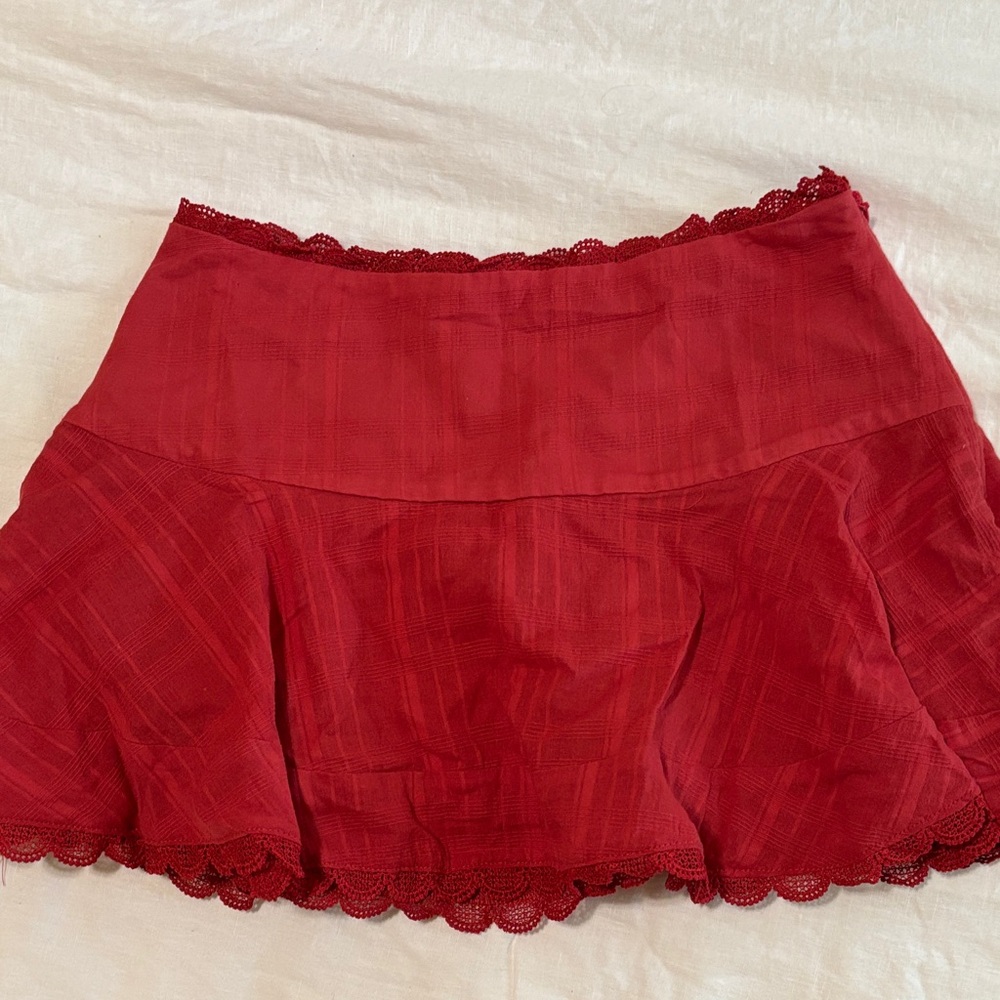 Peppermayo Red Lace Trim Skirt